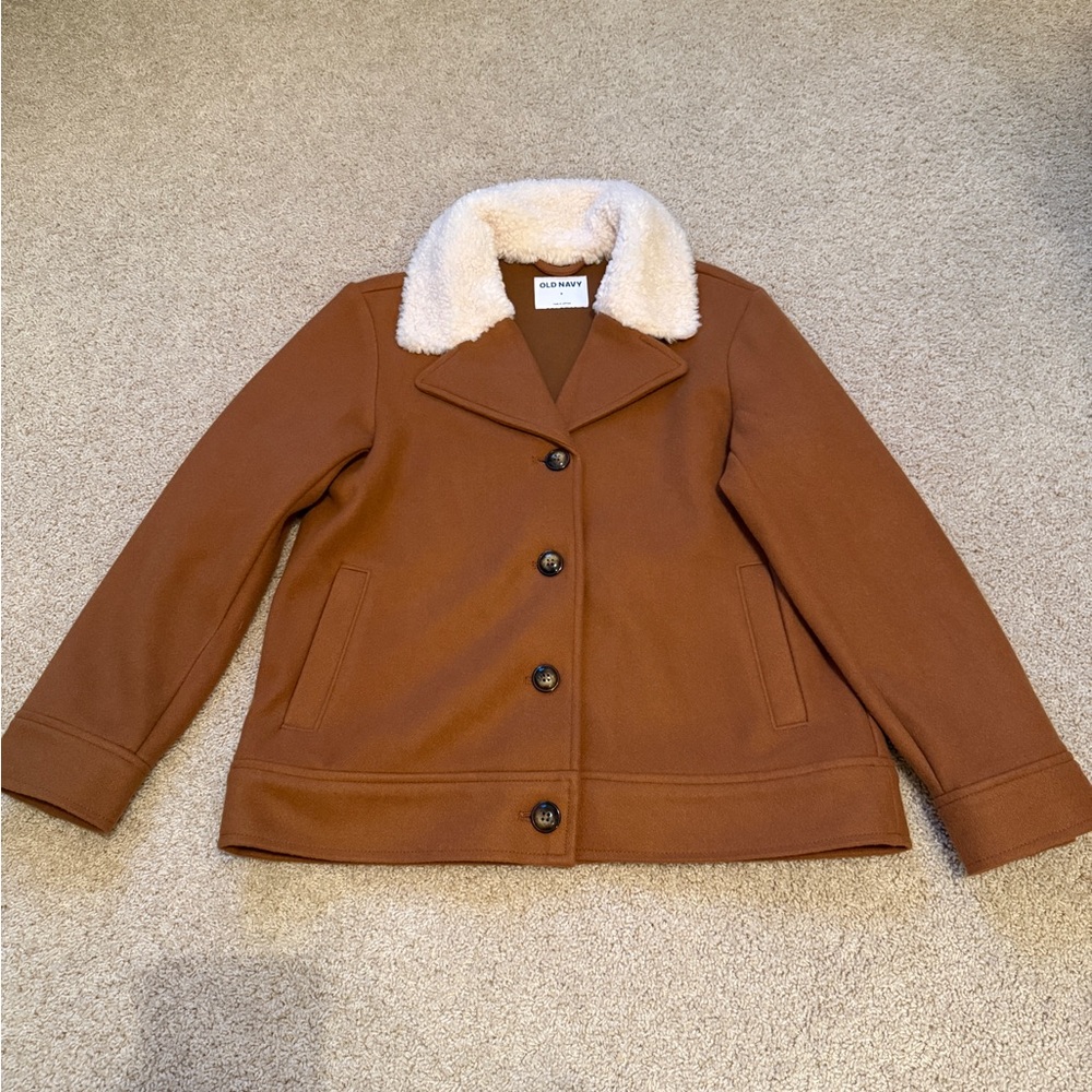 Women's Brown Jacket with White Collar